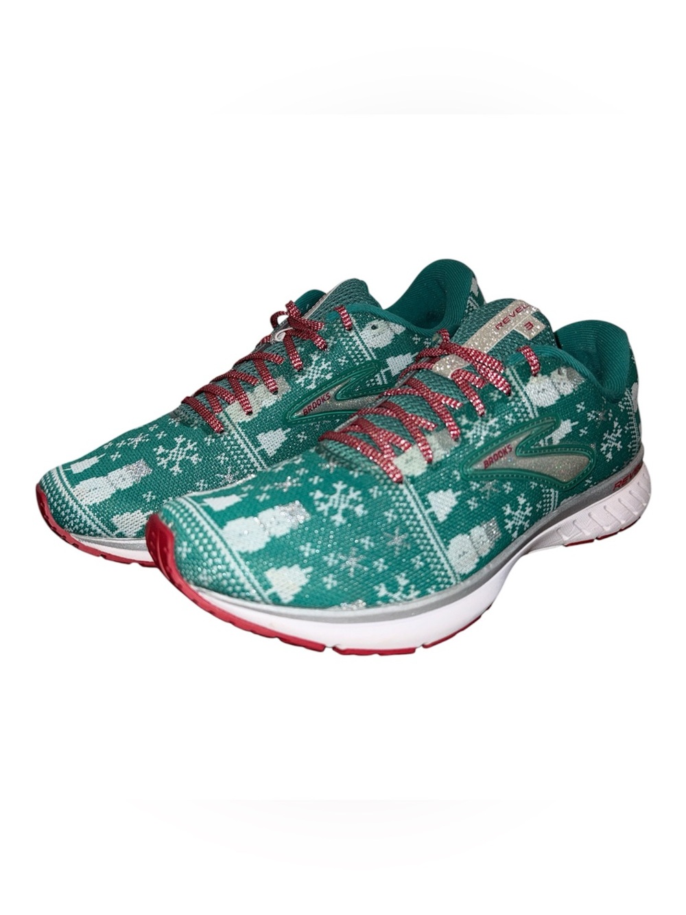 Brooks Revel 3 Run Merry Christmas Green Sweater Limited Running Shoe Women 10.5
